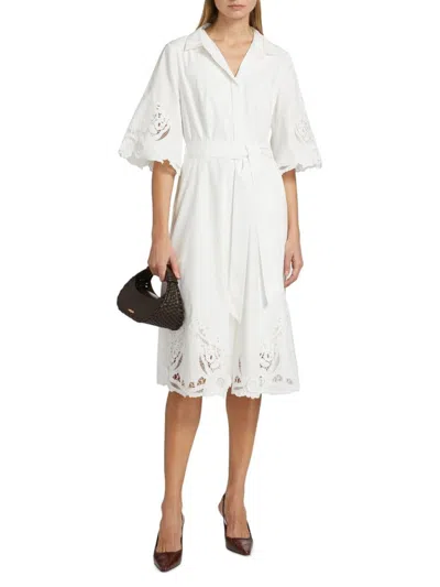 Kobi Halperin Women's Monty Cotton Poplin Tie-waist Midi-shirtdress In White