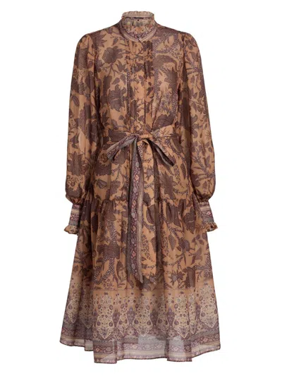 Kobi Halperin Women's Moses Printed Tiered Midi Dress In Brown