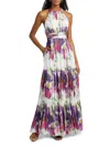 Kobi Halperin Women's Nava Floral Metallic-satin Halterneck Maxi Dress In Multi