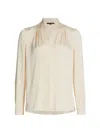 Kobi Halperin Nellie Silk-blend Pleated Blouse In Canvas