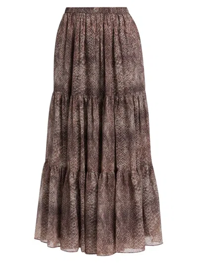 Kobi Halperin Nicole Tiered Maxi Skirt In Brown