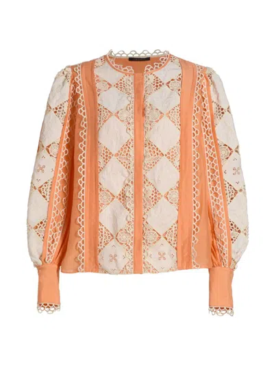 Kobi Halperin Women's Novi Cotton-silk Embroidered Blouse In Orange