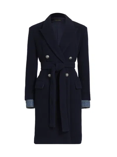 Kobi Halperin Women's Otto Denim-cuff Double-face Wool Coat In Blue