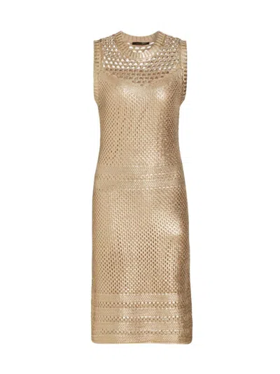 slim fit dress slacks Andreeva Butter Yellow Metallic Knit Dress main image 1
