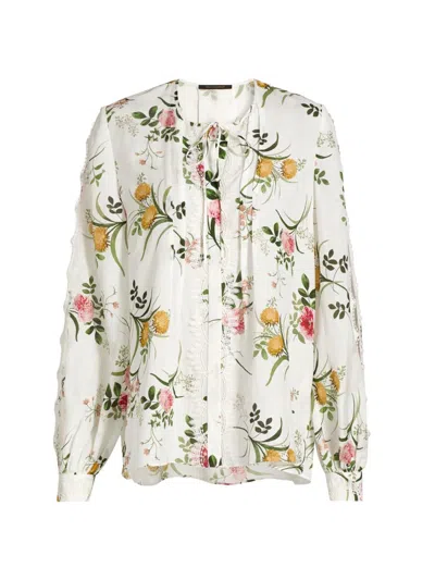 Kobi Halperin Women's Ren Floral Lace-trim Blouse In White