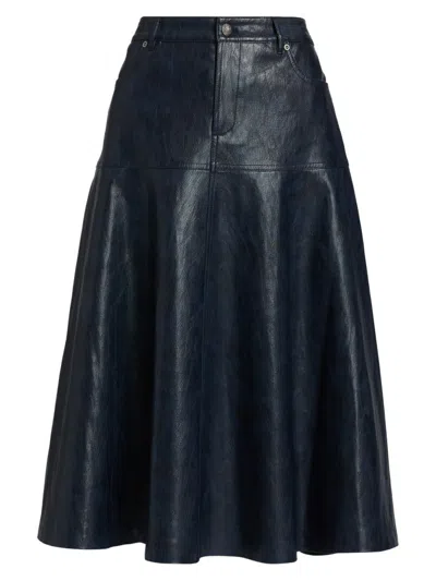 Kobi Halperin Women's Rhea Faux-leather A-line Midi-skirt In Blue