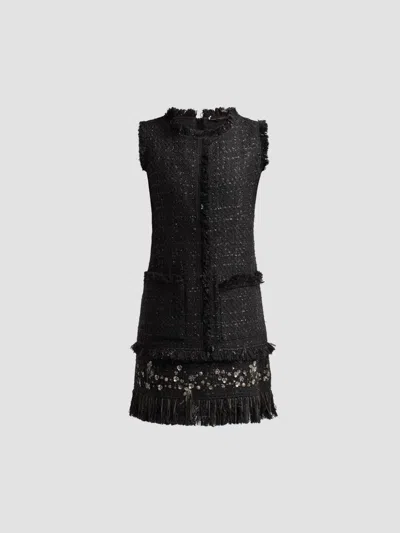 Kobi Halperin Women's Rives Sequin-embellished Tweed A-line Mini Dress In Black