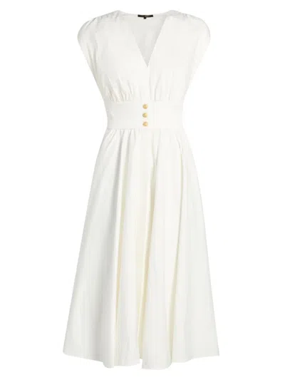 Kobi Halperin Women's Rose Draped Button-front Midi-dress In White