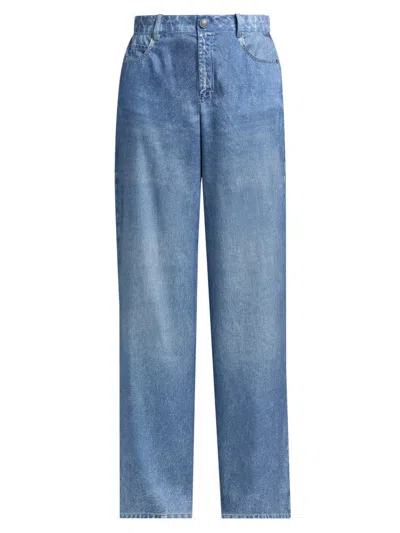 Kobi Halperin Women's Sage Denim Print Satin Pants In Blue