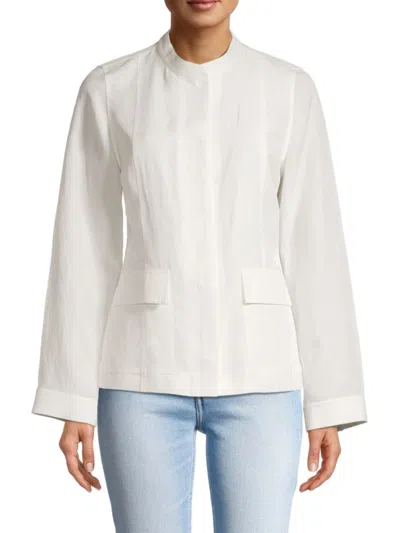 Kobi Halperin Women's Scarlett Band Collar Linen Blend Jacket In White