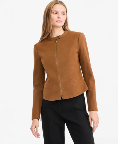 Kobi Halperin Women's Serena Faux-suede Short 2-way-zipper Jacket In Brown