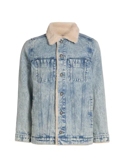 Kobi Halperin Women's Shadow Faux Fur-trim Denim Coat In Blue