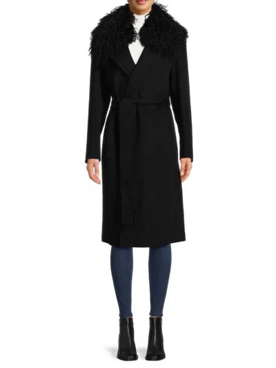 Kobi Halperin Women's Shirley Shearling Collar Wool Coat In Black