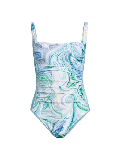 Kobi Halperin Women's Tina Marble-print One-piece Swimsuit In Aqua Multi