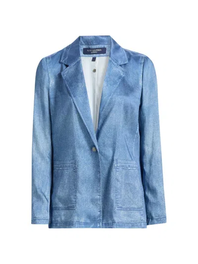 Kobi Halperin Women's Veronica Denim-printed Satin Blazer In Purple