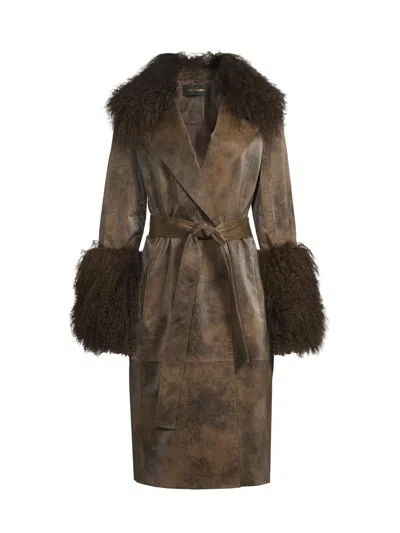 Kobi Halperin Women's Viv Shearling-trimmed Belted Coat In Brown