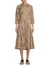 KOBI HALPERIN WOMEN'S WHISTLER ANIMAL PRINT MIDI DRESS