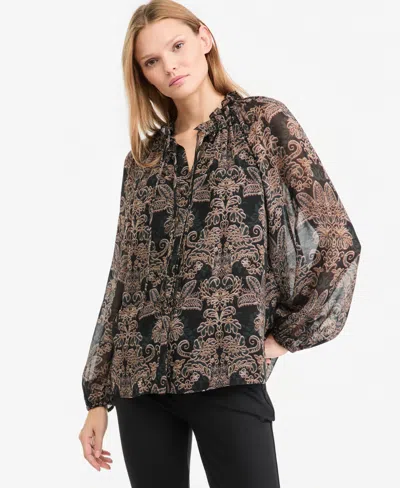 Kobi Halperin Women's Yale Sheer Chiffon Long-sleeve Blouse In Natural Multi