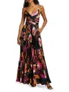 Kobi Halperin Women's Yonah Pleated Floral Satin Maxi Dress In Multi