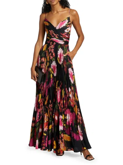 Kobi Halperin Women's Yonah Pleated Floral Satin Maxi Dress In Multi