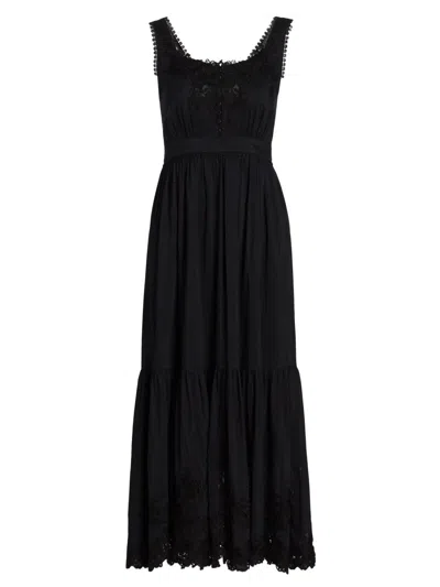 Kobi Halperin Women's Zuri Cotton-silk Embroidered Lace Midi-dress In Black