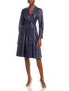 Kobi Halperin Fontana Belted Faux Leather Midi Dress In Blue