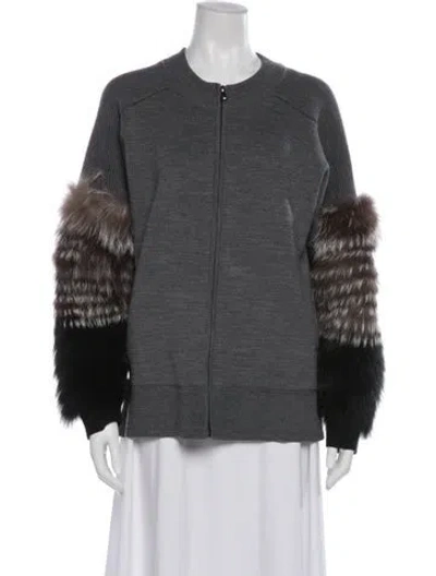 Pre-owned Kobi Halperin Wool Fur Jacket In Gray