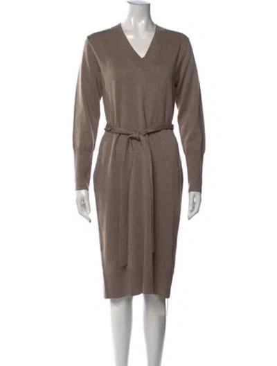 Pre-owned Kobi Halperin Wool Knee-length Dress W/ Tags In Brown/metallic