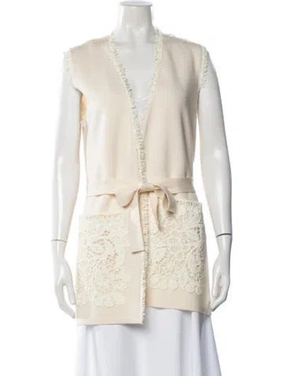 Pre-owned Kobi Halperin Wool Lace Pattern Vest In Neutral