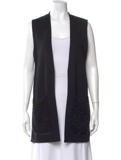 Pre-owned Kobi Halperin Wool Open Front Sweater In Black