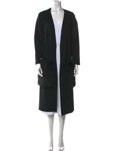 Pre-owned Kobi Halperin Wool Open Front Sweater In Black
