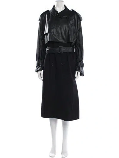 Pre-owned Kobi Halperin Wool Trench Coat In Black