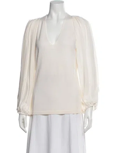 Pre-owned Kobi Halperin Wool V-neck Sweater In Neutral