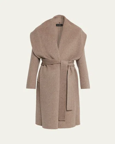 Kobi Halperin Yael Shawl-collar Wrap Coat In Brown