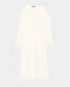 Kobi Halperin Yelle Pintuck Lace-inset Linen Midi Dress In Neutral