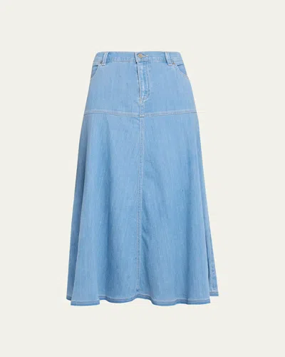 Kobi Halperin Ysabelle A-line Cotton Denim Midi Skirt In Blue