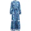Kobi Halperin Zariah Print Long Sleeve Shirtdress In Blue