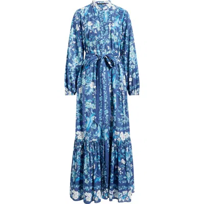 Kobi Halperin Zariah Print Long Sleeve Shirtdress In Blue
