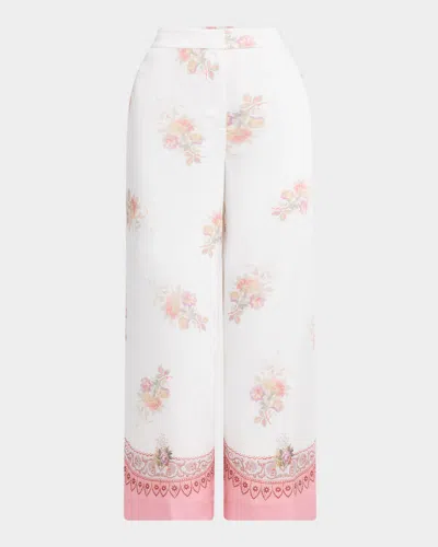 Kobi Halperin Zoe Cropped Floral-print Pants In White