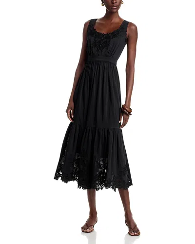 Kobi Halperin Zuri Lace Trim Midi Dress In Black