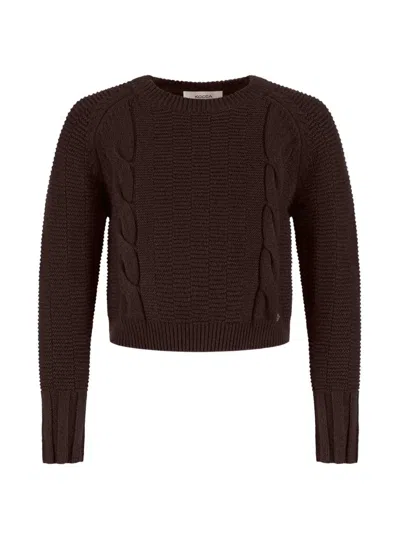Kocca Kids' Cable-knit Cropped Sweater In Brown