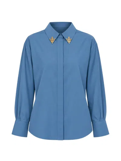 Kocca Dereck Embellished-collar Shirt In Blue