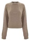Kocca Emiliana Cable-knit Embellished Sweater In Brown