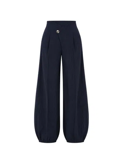 Kocca Evodio Pinstripe-pattern Crossover-waist Trousers In Blue