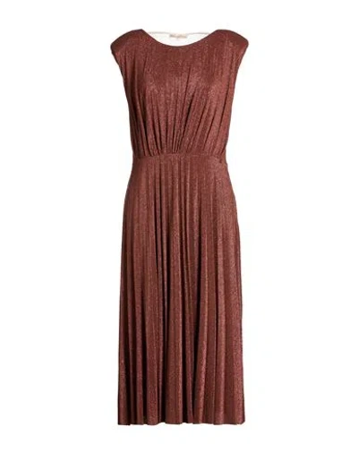 Kocca Gold Woman Midi Dress Brick Size Xl Viscose, Polyamide, Polyester, Elastane In Red