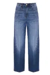 Kocca Wide Leg Denim Jeans With Stone-washed Finish In Blu Blu E Verdi