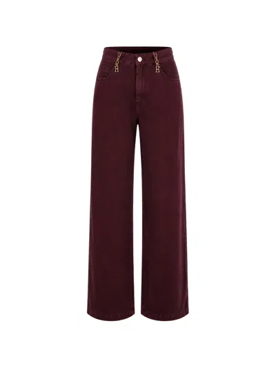 Kocca Kesidio Chain-detail Wide-leg Jeans In Burgundy