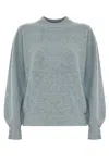 Kocca Ribbed Wool Pullover With Bishop Sleeves And Button Cuffs In Gray