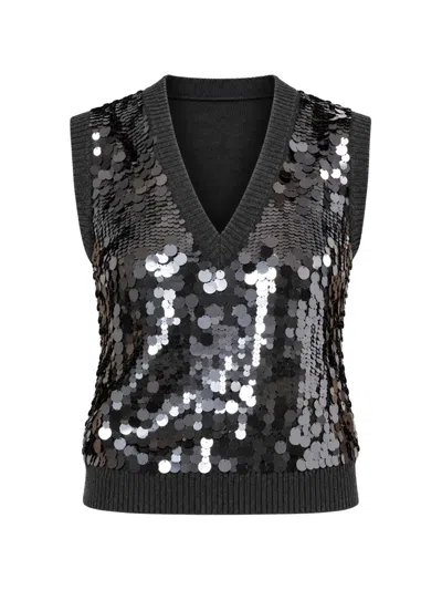 Kocca Sequin-embellished V-neck Vest In Green