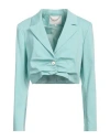 Kocca Woman Blazer Light Green Size M Cotton, Viscose, Polyamide, Metallic Fiber